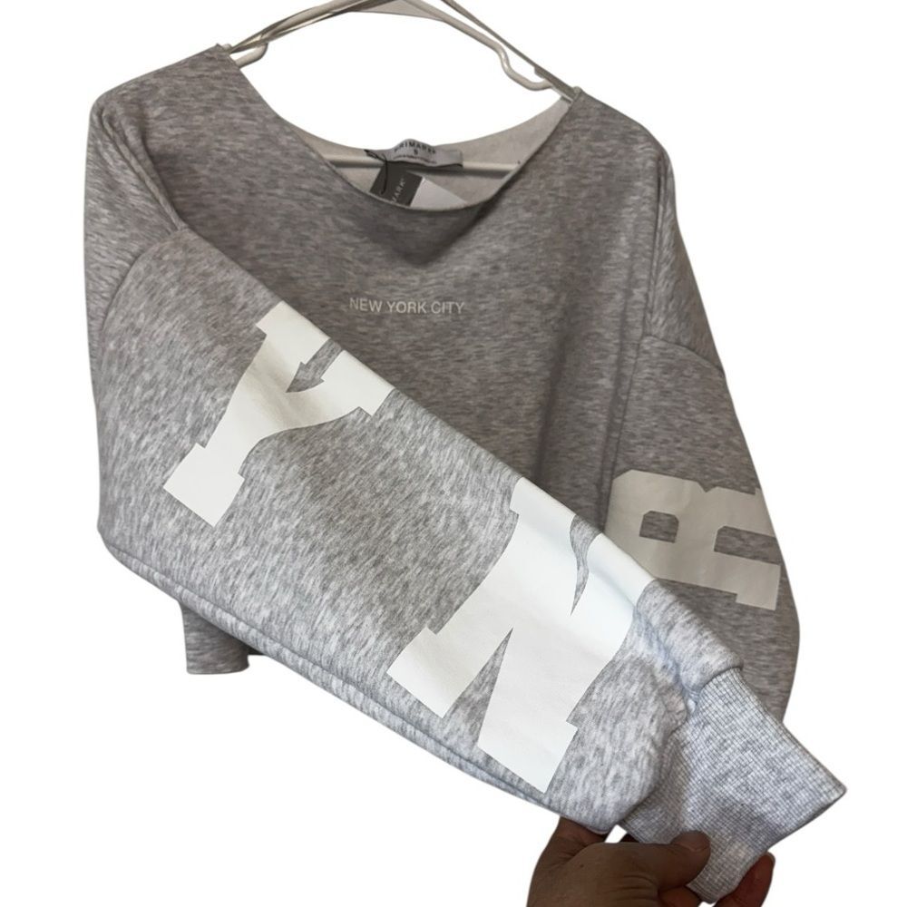 Primark Gray 'New York City Brooklyn' Cropped Sweatshirt - Picture 2 of 7